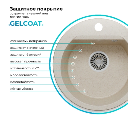Мойка кухонная POLYGRAN ATOL 460 (кремовый №327)